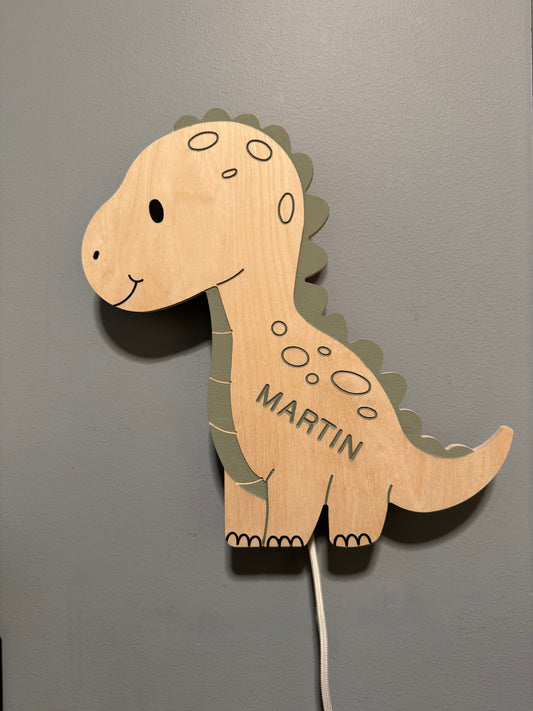 Personlig barnelampe med navn - Dinosaur