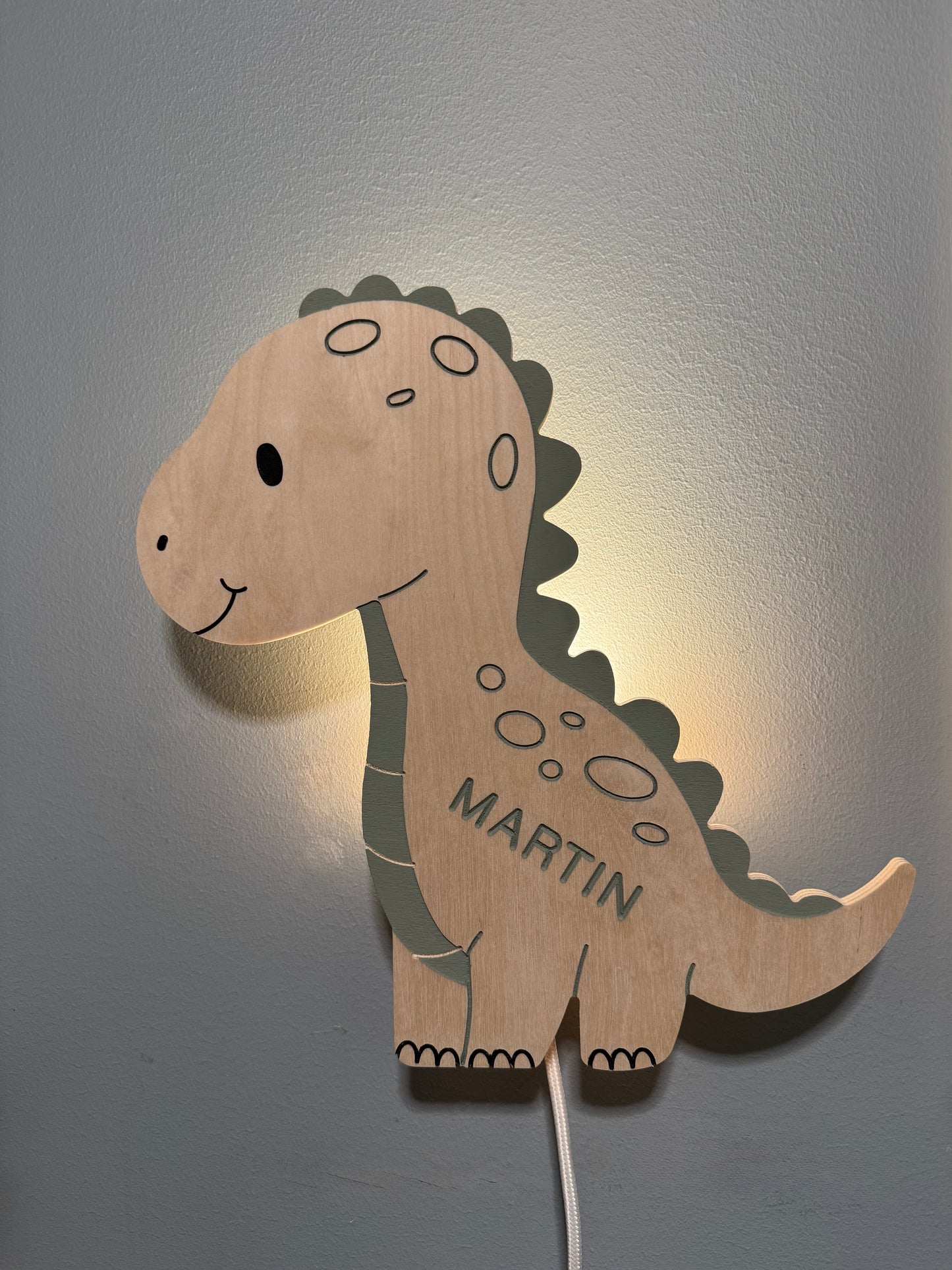 Personlig barnelampe med navn - Dinosaur